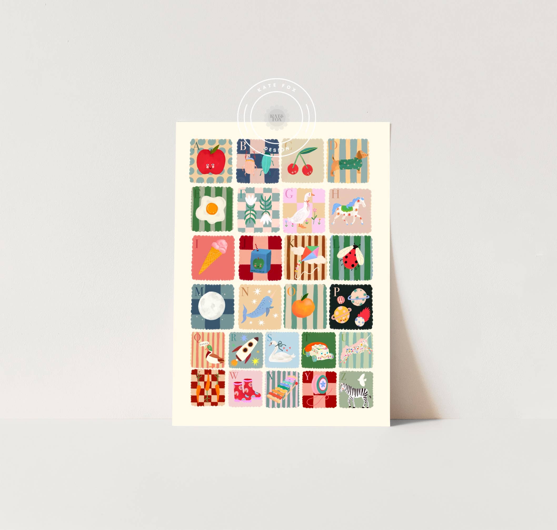 Kate Fox Design – wholesale Art print – Cool Kids Alphabet, Children’s Art, ABC, Colourful, Nursery1