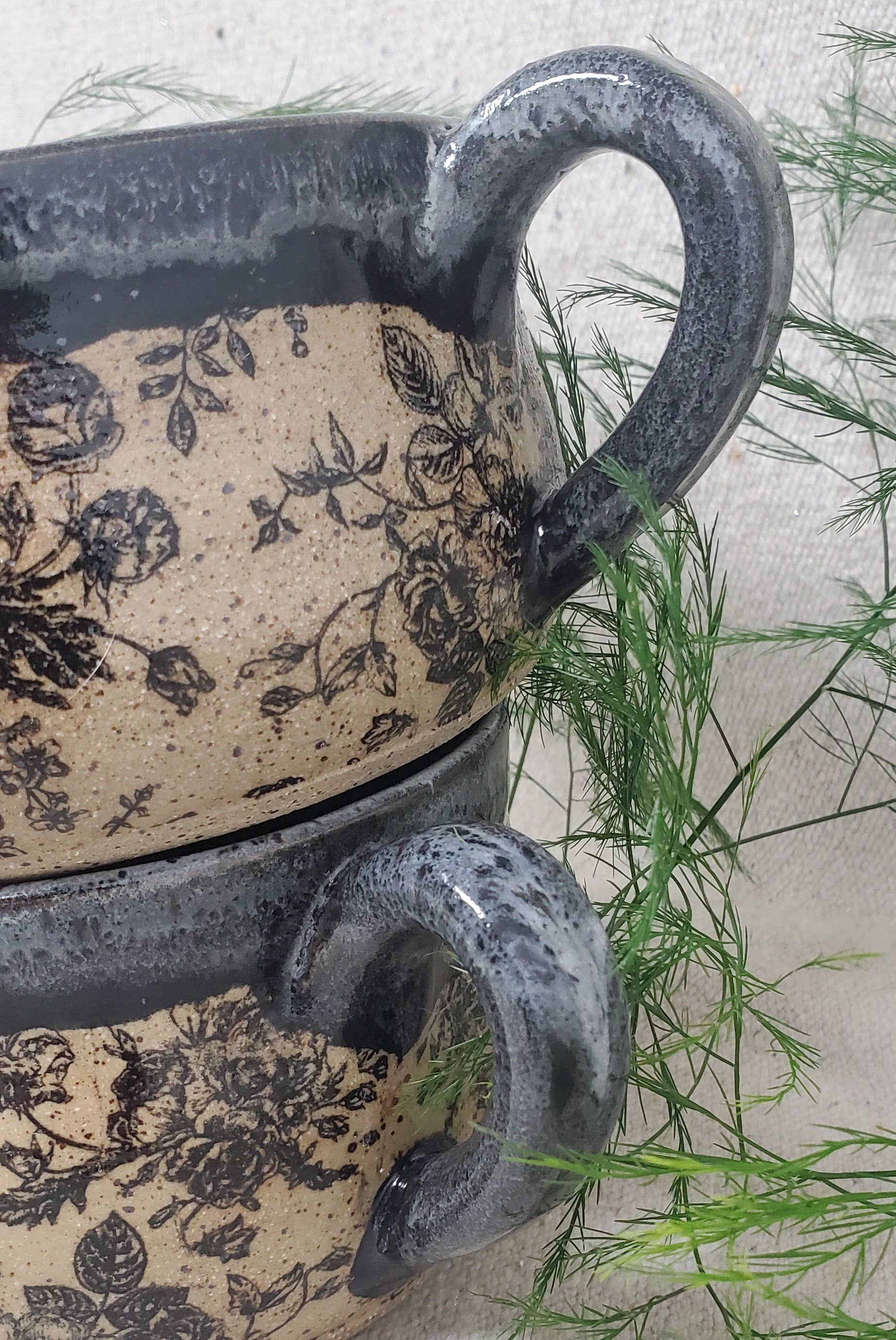 Turtle Hollow Pottery - Wholesale Bowl - Rose Garden Soup Bowl in Winter Storm1