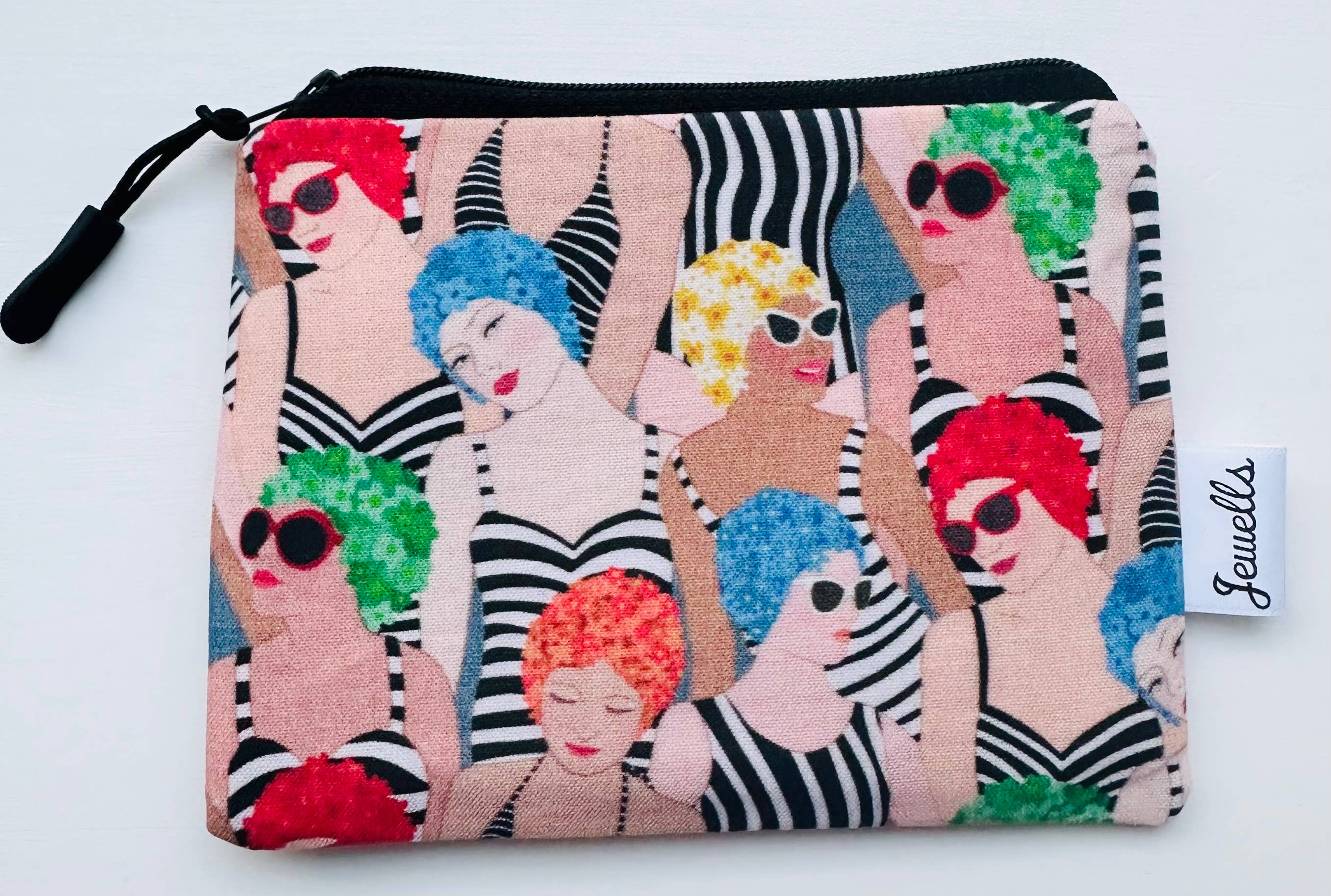 Jewells - Vente Pochette – femme - Pochette en tissu rétro avec motif bonnet de bain, unie ou rayée6