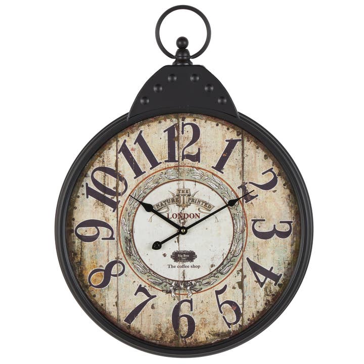 Import Corner - Wholesale Wall Clock - A-92217: METAL WALL CLOCK 20"W, 28"H1