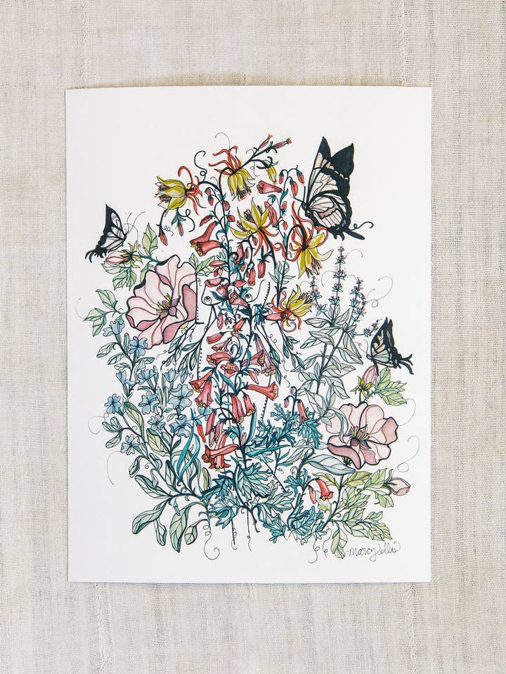 Volledig Bloeiend Bloemen- en Vrouwelijke Kunstprint, Muurdecoratie voor wholesale door Marcy Ellis
