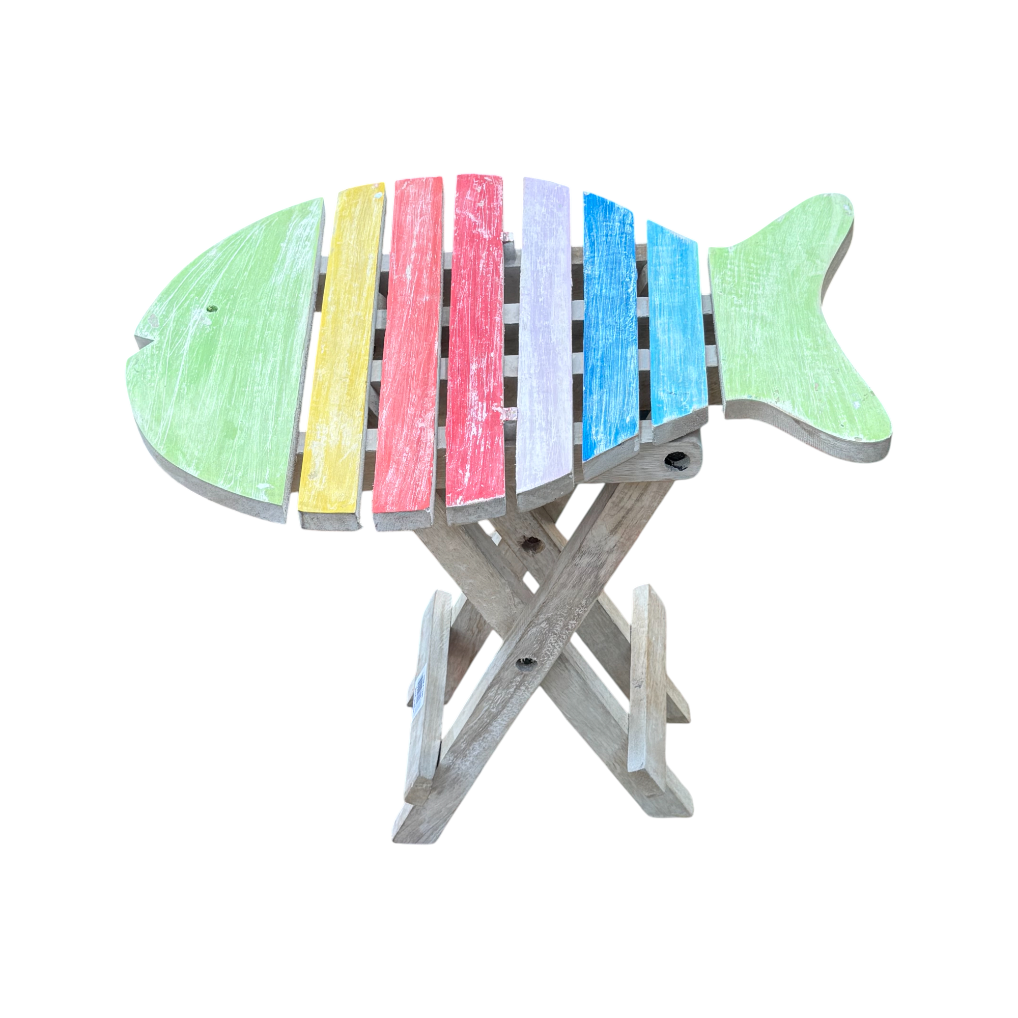 Wilco Home - Wholesale Side Table - Solid Mango Wood Fish Design Slatwood Folding Side Table1