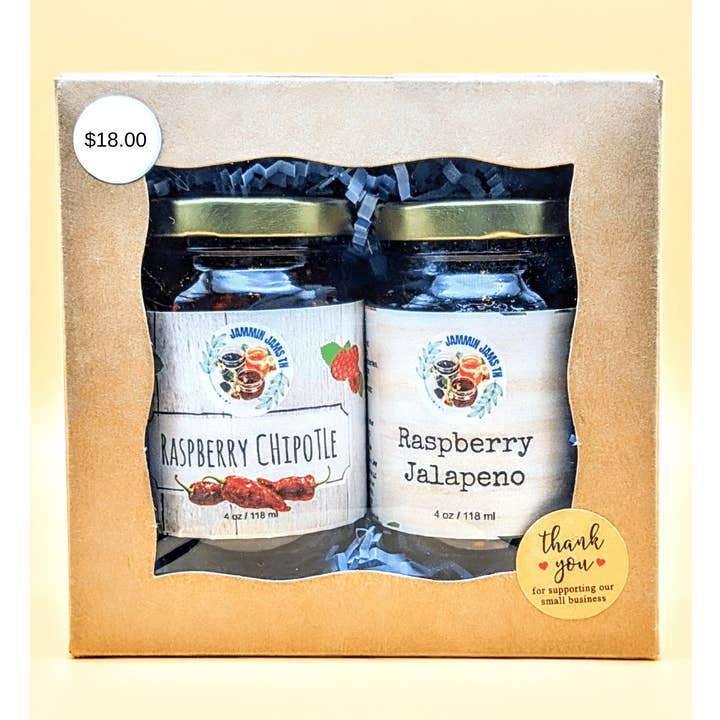 Jammin Jams TN LLC - Wholesale Jam/Jelly - Jammin Duo Raspberry Chipotle / Raspberry Jalapeno