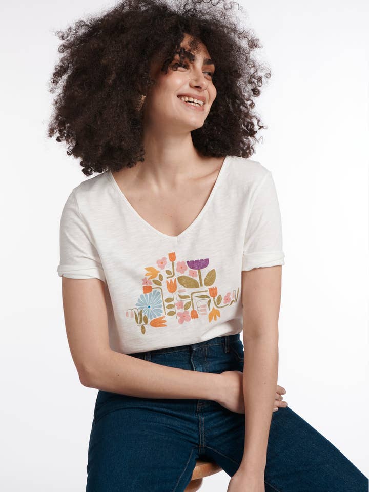 T-shirt Totem orange tulpaner för wholesale av MADE IN SENS