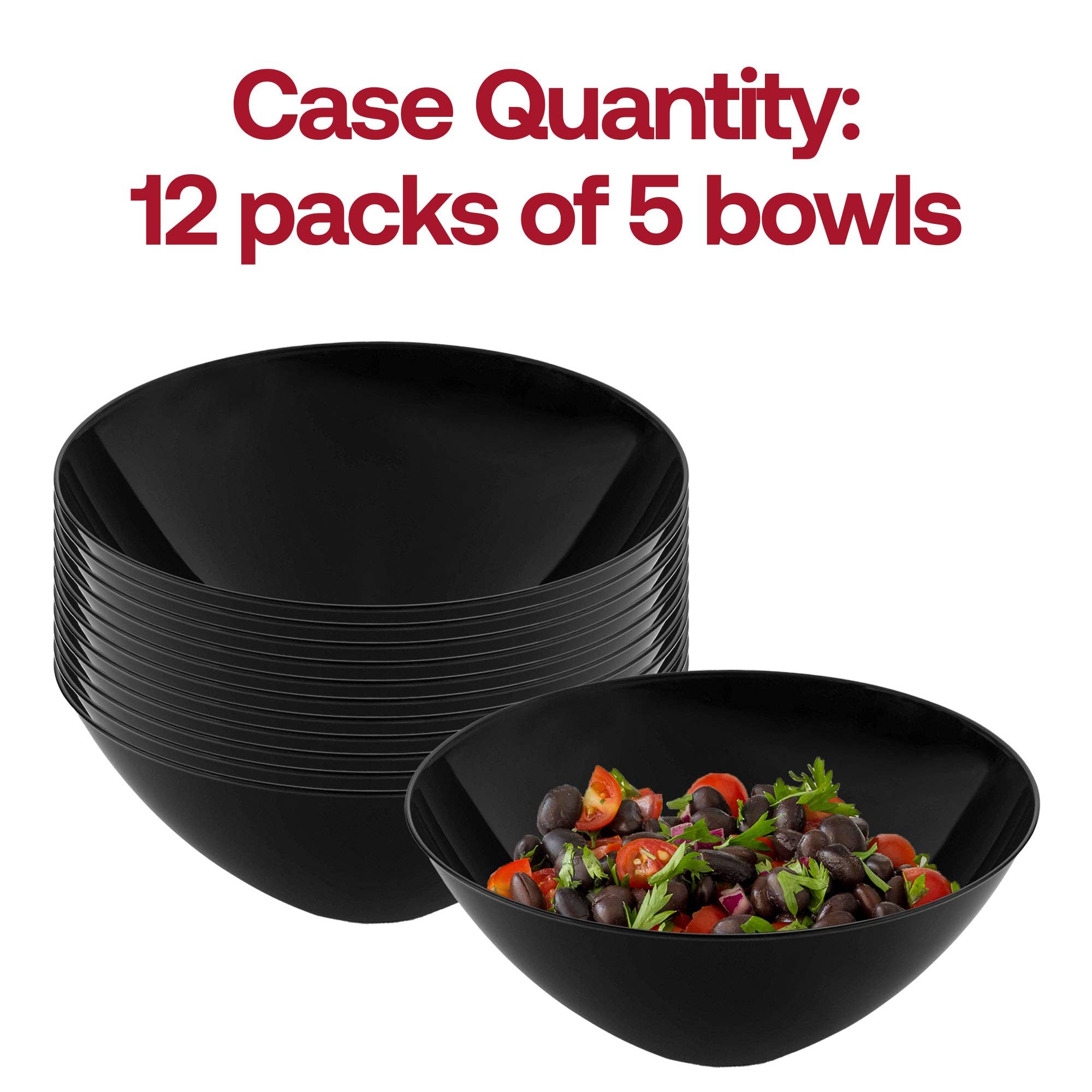 Smarty had a Party - Wholesale Disposable Plate - 32 oz. Solid Black Organic Round Plastic Bowls - 60 pcs4