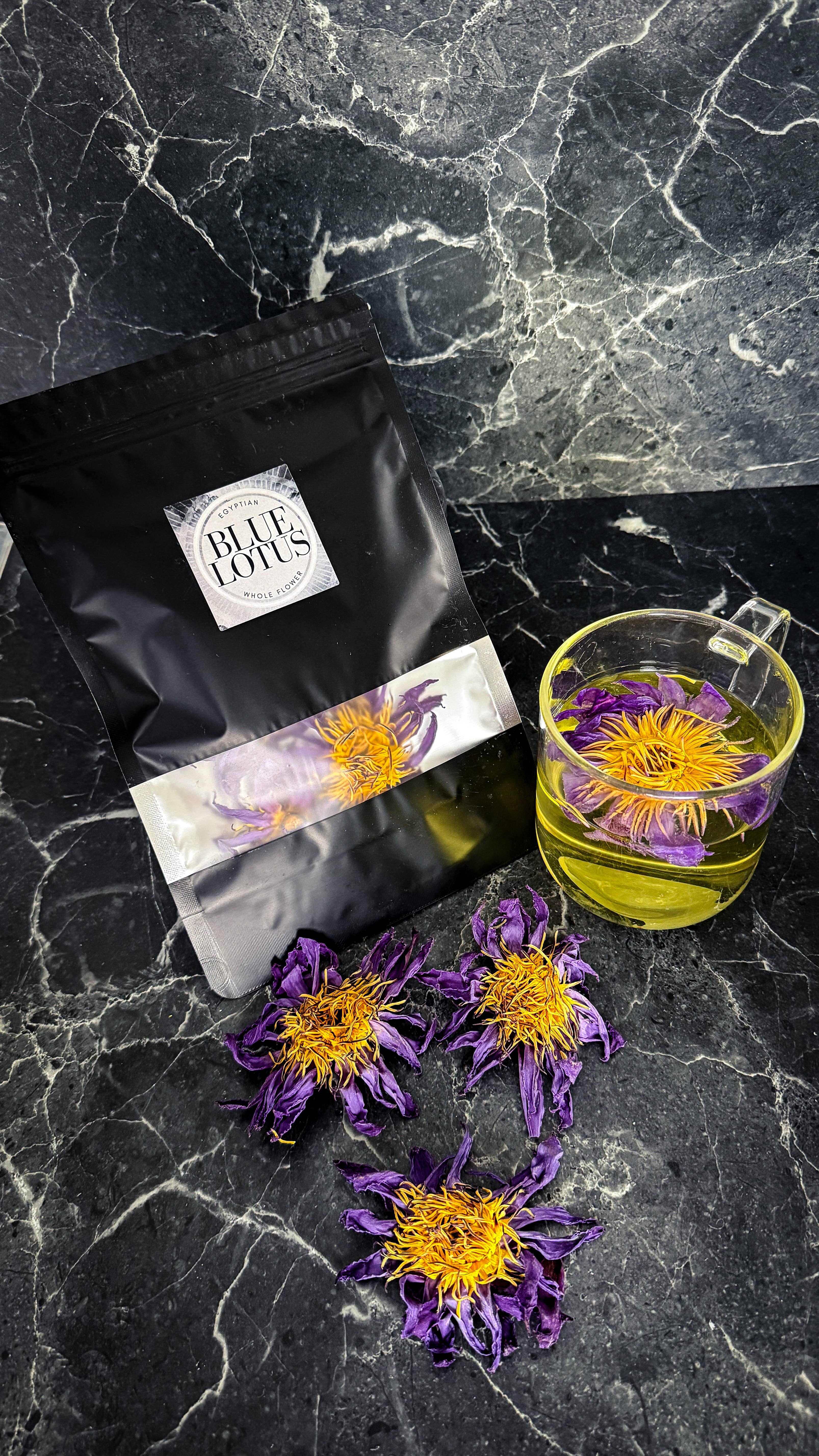 Lunar Herbals – Engroshandel Løs te – 3 hele egyptiske blå lotusblomster – håndplukkede3