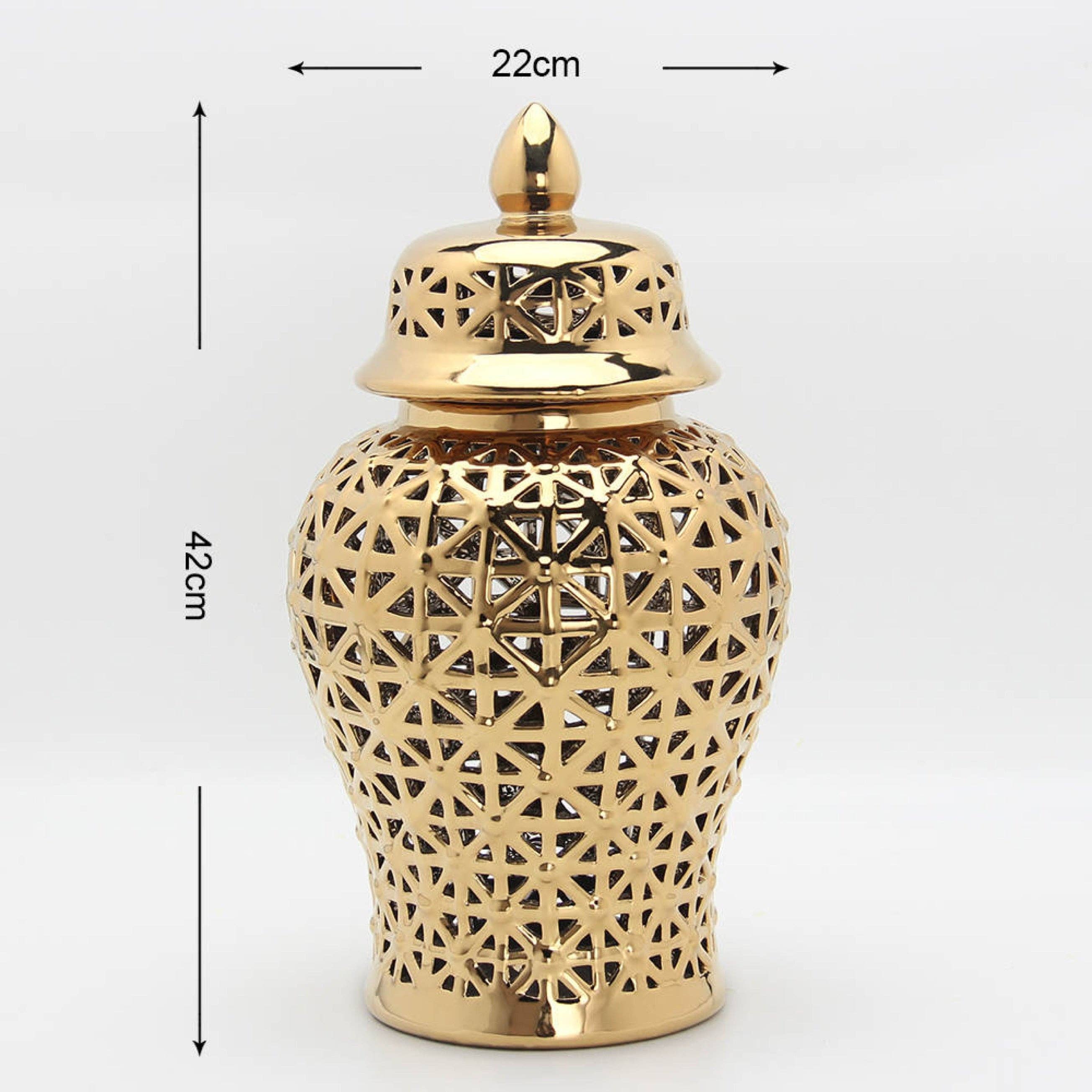 Noori Rug - Wholesale Decorative Jar - Aria Gold Ginger Jar (Multiple sizes)7