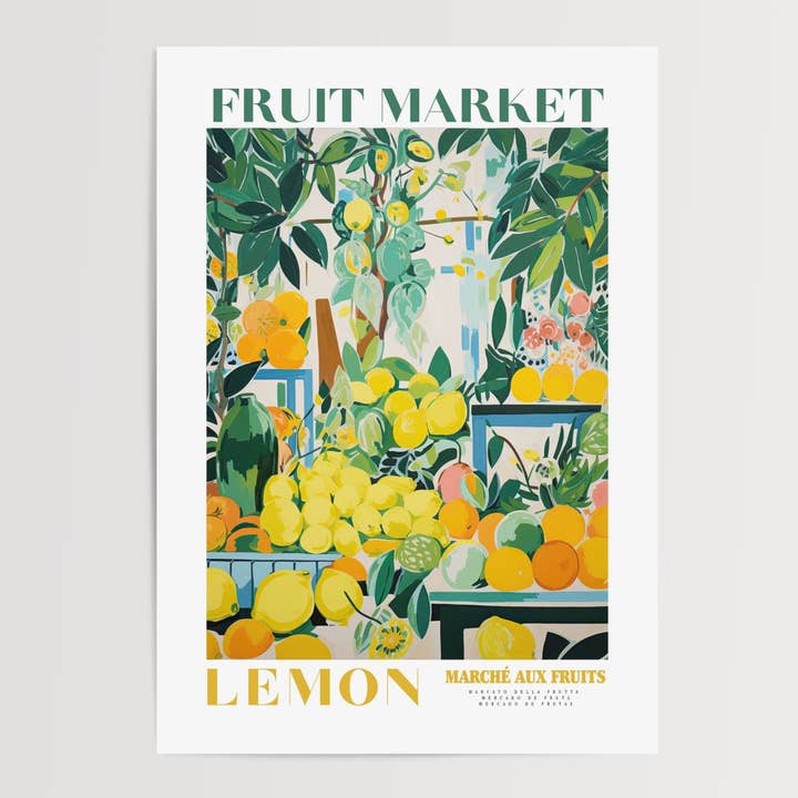 Affiche du marché des fruits au citron pour la vente par Enchanted Sights