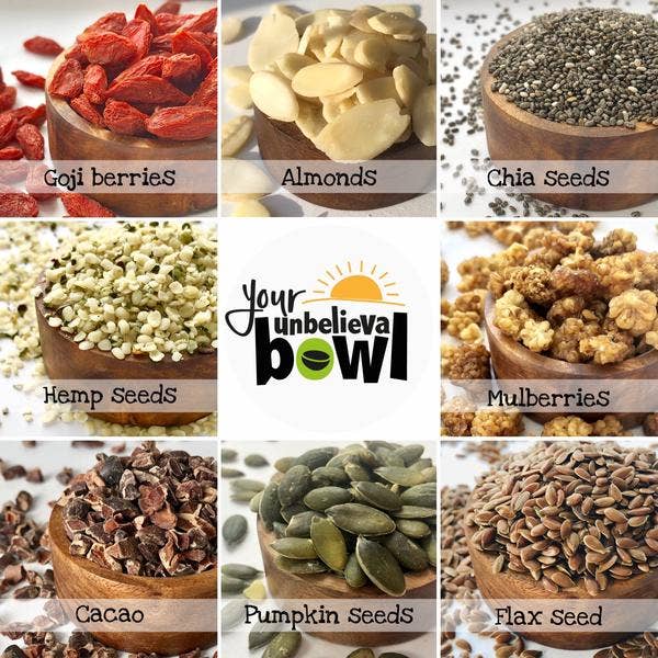 Your UnbelievaBowl - Vente Poudres protéinées/superaliments - Boost de superaliments énergise (mélange de cacao et de mûrier craquant)4