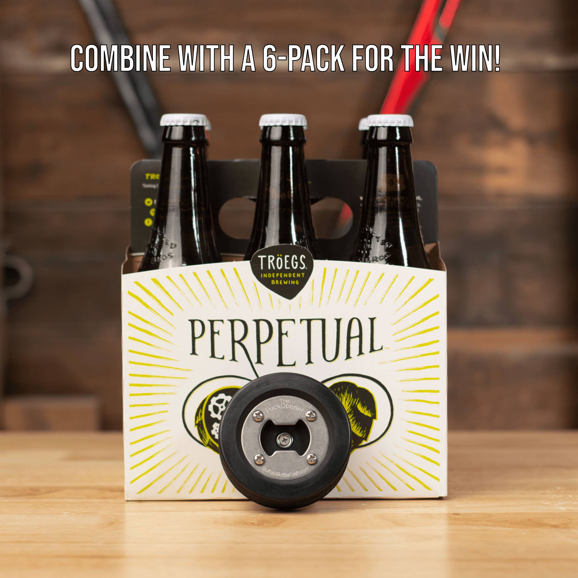 Buffalo Bottle Craft – wholesale Flask-/vinöppnare – Hockey Puck Flasköppnare, Hockey gåva, Sport gåva8