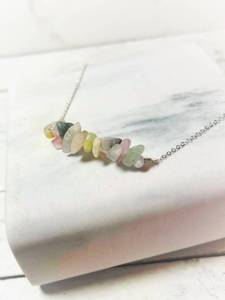 Morganite Chip Necklace for wholesale by Rage Gems & Jewelry