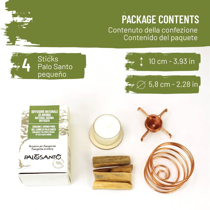 Herborea srl – Großhandel Räucherstäbchenhalter – Palo Santo Aroma Diffusor mit 4 Palo Santo Stäbchen1