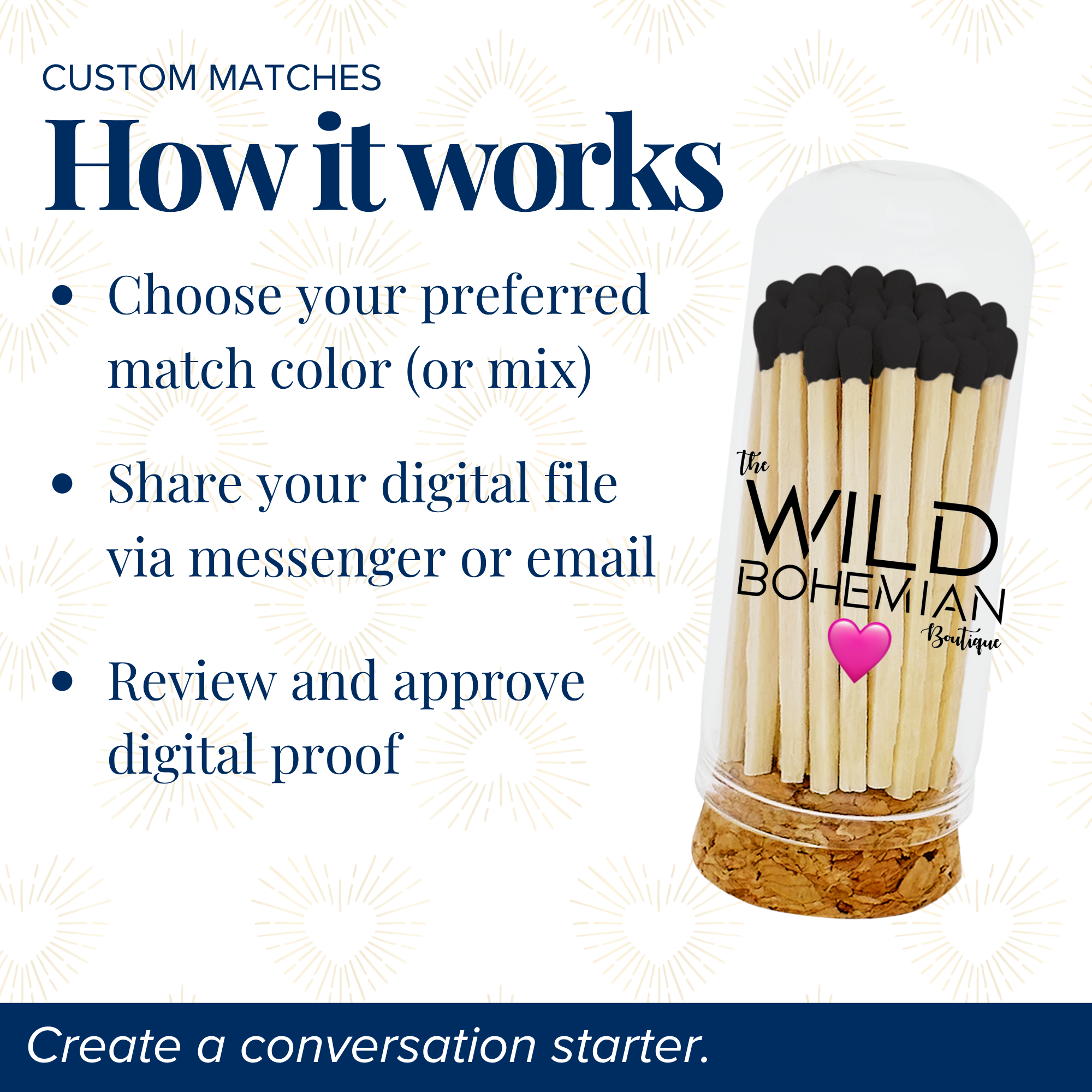 Thankful Greetings - Wholesale Lucifers - Op maat gemaakte 2" lucifers in mini stolpje3