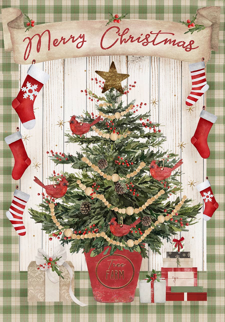 Briarwood Lane - Wholesale Flag - Potted Merry Christmas Tree Garden Flag 18" x 12.5"1