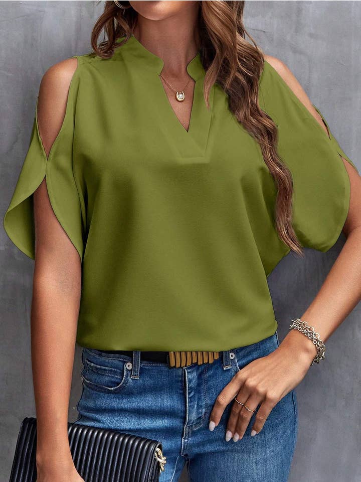 Queen Fashion - Wholesale Blouse – Women’s - women s fluorescent green cold shoulder shirt11