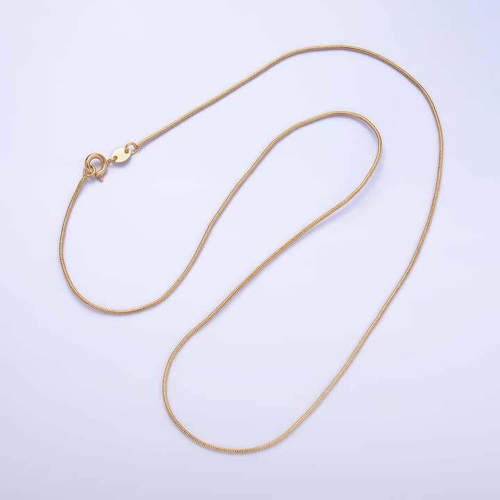 Aim Eternal - Wholesale Link & Chain Necklace - 24K Gold Filled 1mm Snake Chain 18 Inch, 20 Inch Necklace | WA-2751 WA-2752