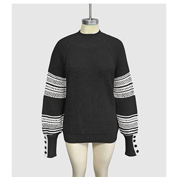 UNISHE - Wholesale Knit Sweater - Women's - Knitted Contrast Half Turtleneck Pullover Sweater SF13213