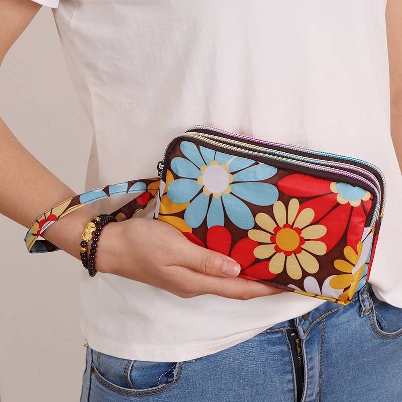 JOSSLYN by wall to wall - Wholesale Wristlet - WRISTLET WALLET POUCH WITH TRIPLE ZIP COMPARTMENT | 40P5202