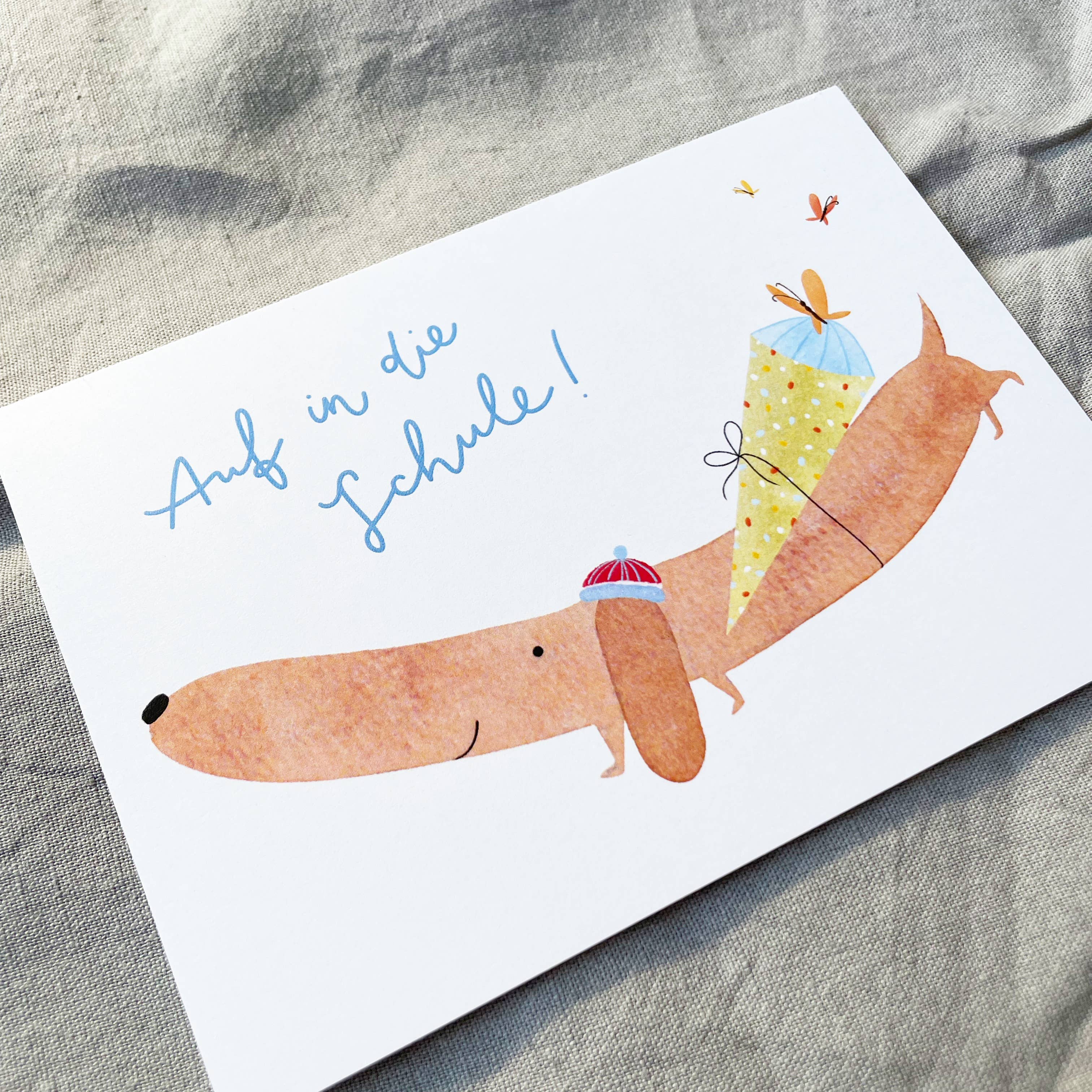 Hannahs Firlefanz - Wholesale Postcard - Card for school enrollment dachshund, start of school, school cone (copy)3
