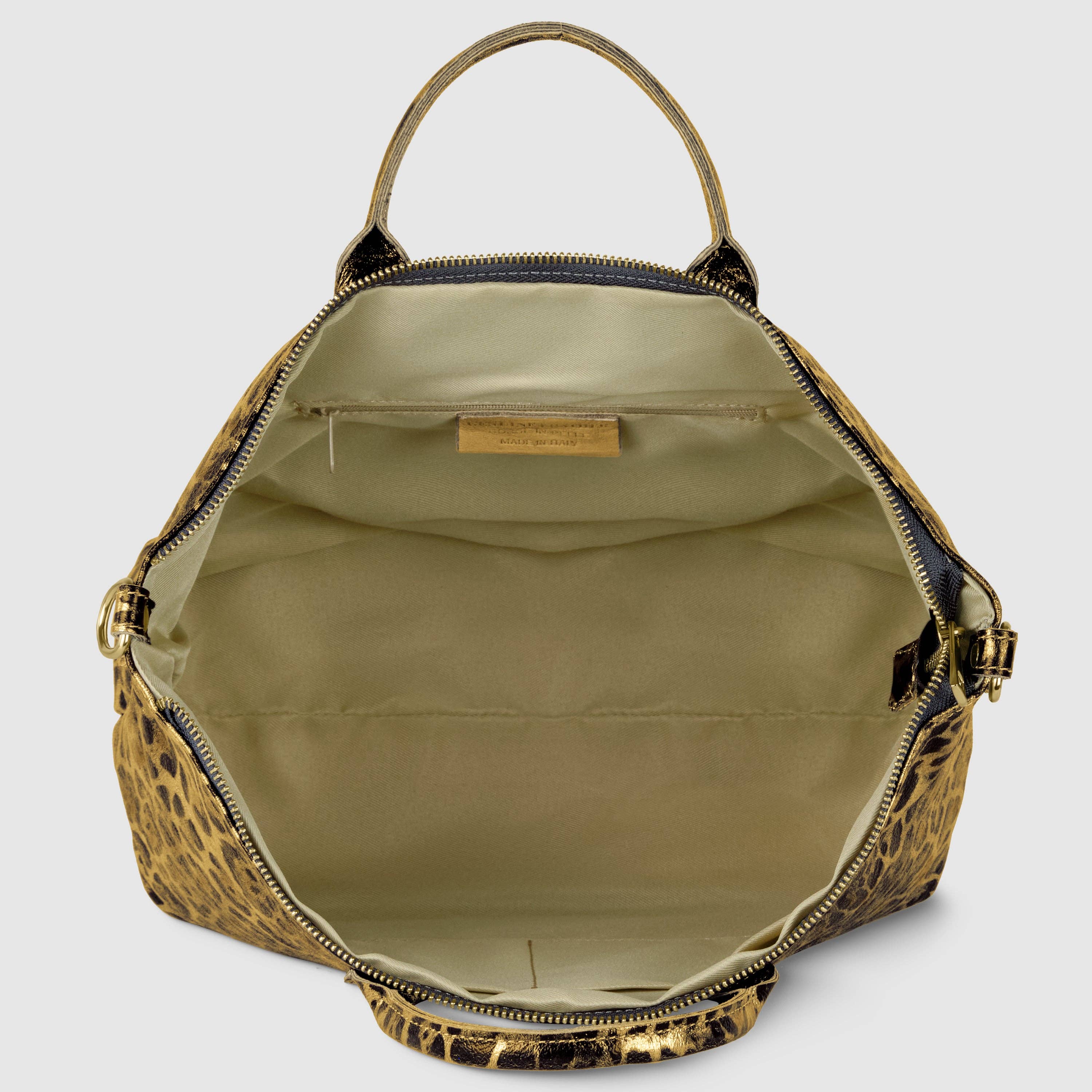 TAKEASY - Vendita all'ingrosso Borsa con manico - Donna - Borsa a Mano in Pelle Scamosciata Metallica Leopardata10