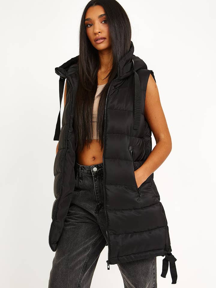Stylewise Direct - Wholesale Outerwear Vest - Women’s - D-Ring Tape Padded Hooded Gilet