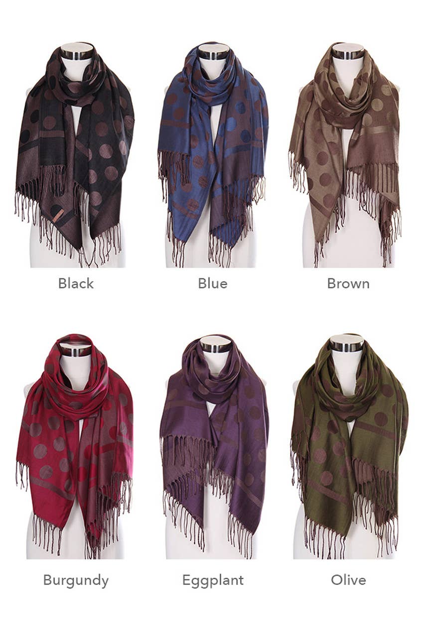 Hana - Wholesale Scarf - Women's - Polka Dot Pattern Pashmina Scarf8