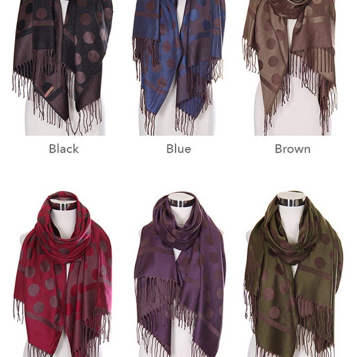 Hana - Wholesale Scarf - Women's - Polka Dot Pattern Pashmina Scarf8