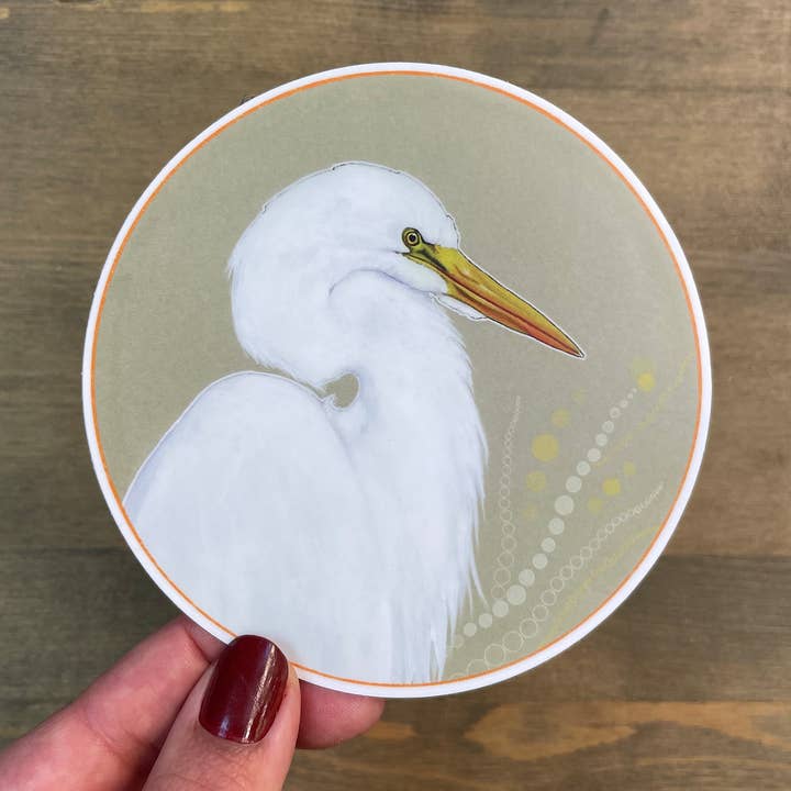 Egret STICKER for wholesale by Amy Rose Moore Illustration
