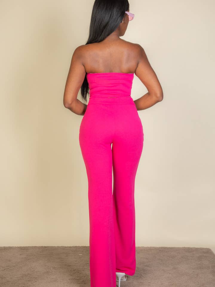 CAPELLA APPAREL - Wholesale Top & Pant Set (NOT Loungewear) - Women's - Strapless Corset Top & Flare Pants Set