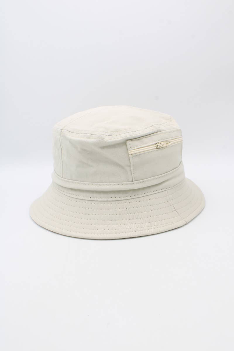 Hologramme Paris - Wholesale Bucket Hat - Unisex - Plain Cotton Classic Bucket Hat with Zip26