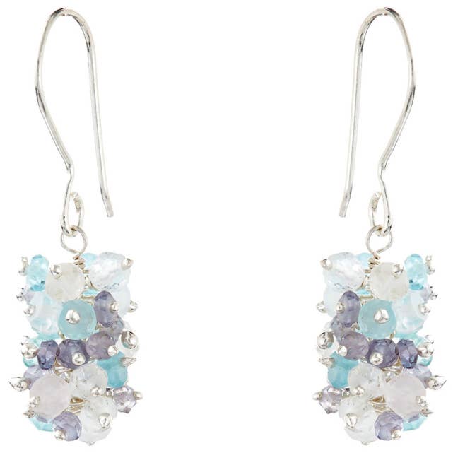 Charlotte Aquamarijn zilveren kralenoorbellen voor wholesale door POMEGRANATE