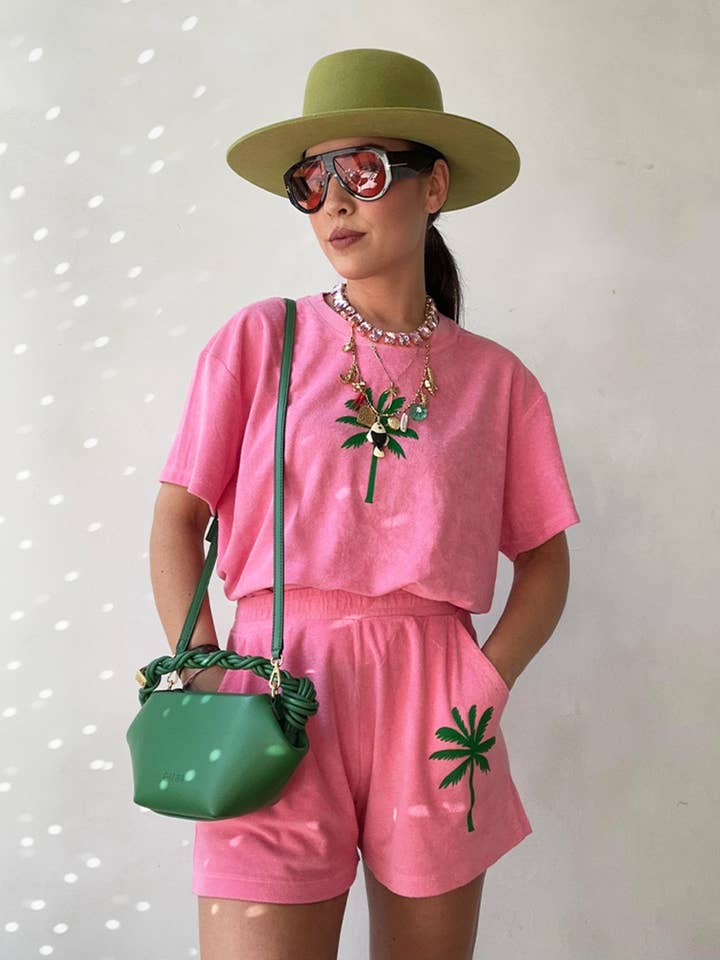 Juego de toallas Palmtree Green Velvet | NOTA: Plazo de entrega 5-6 días laborables para venta al por mayor de PINNED by K