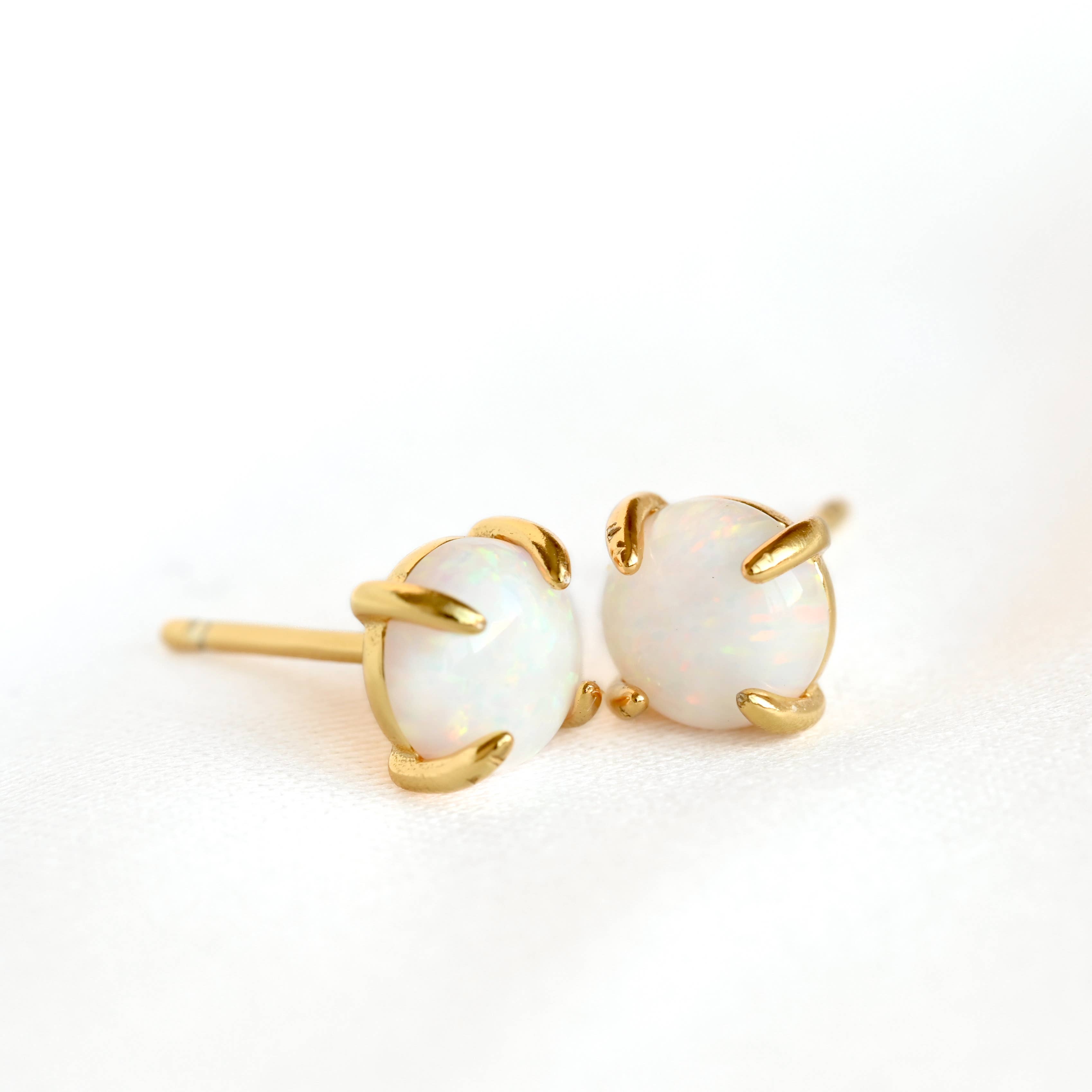 Blueyejewelry - Wholesale Stud/Post Earrings - 925 Silver Opal Studs - Sterling Silver Round Opal Earrings 6