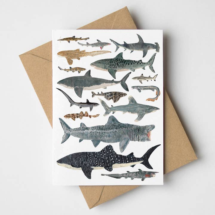 Sharks Greeting Card for wholesale by James Barker