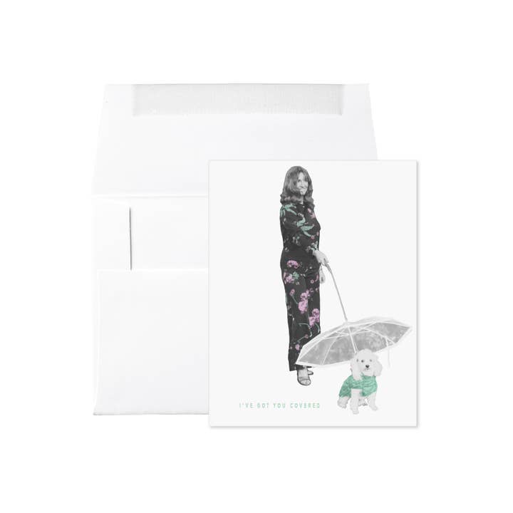 Embued Photophiles - Vendita all'ingrosso Biglietti "Ti penso" - Ombrello con guinzaglio a forma di barboncino I've Got You Covered Card