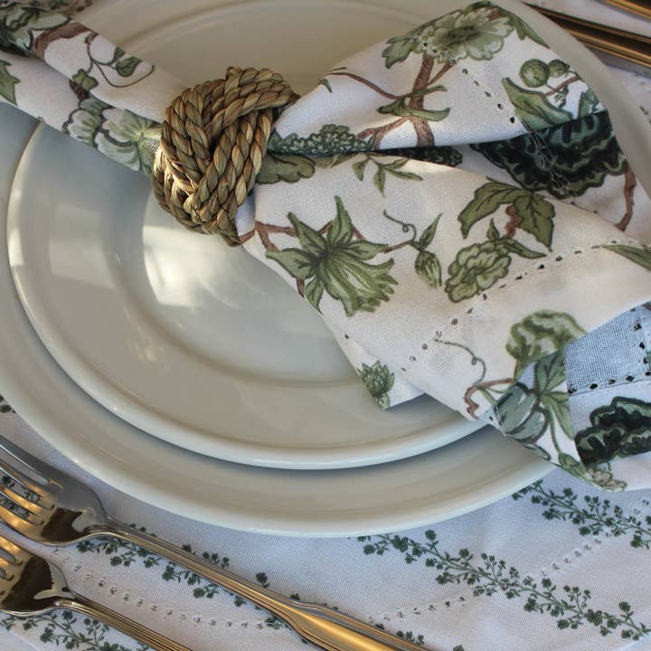 Willamere - Wholesale Dinner & Cloth Napkin - Florence Floral Napkins, Set of Four Fern3