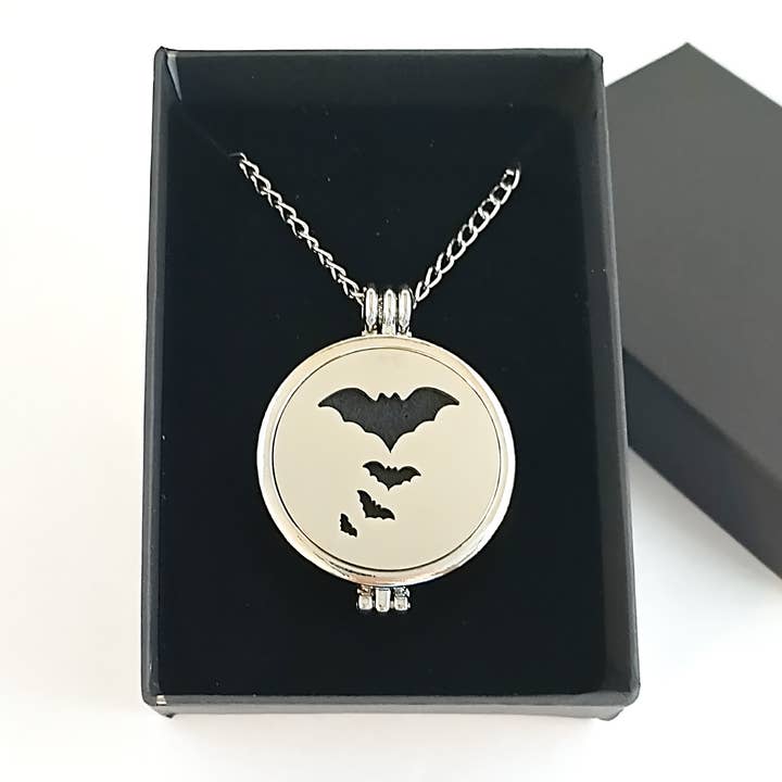 Piccadilly Pendants - Wholesale Locket Necklace - Halloween Bat Necklace, Bat Locket2