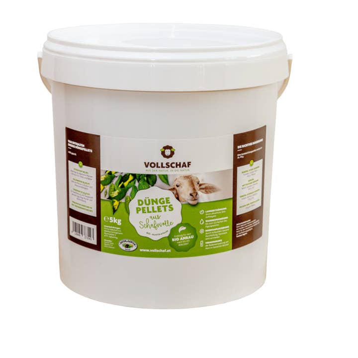 Vollschaf - Venta al por mayor Fertilizantes - Pellets abono lana de oveja 5kg - cubo
