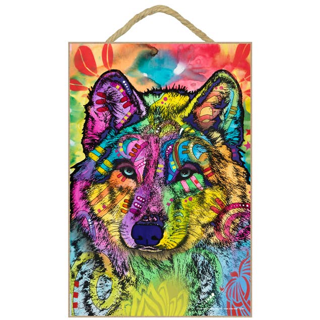 Wolf 7" x 10.5" wood plaques/signs for wholesale by SJT Enterprises, Inc.