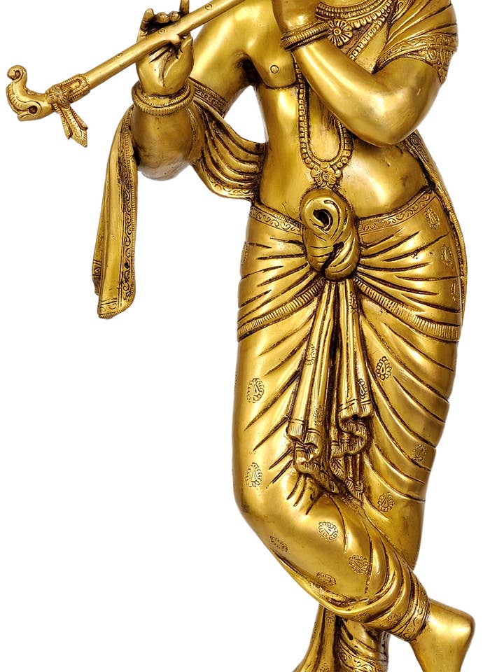 Bhagawan Krishna | Handgjord | Mässingsskulptur för wholesale av Exotic India Art