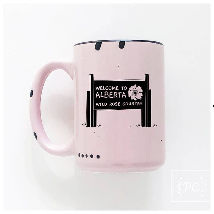 welcome to alberta | ceramic mug for wholesale by Prairie Chick Prints