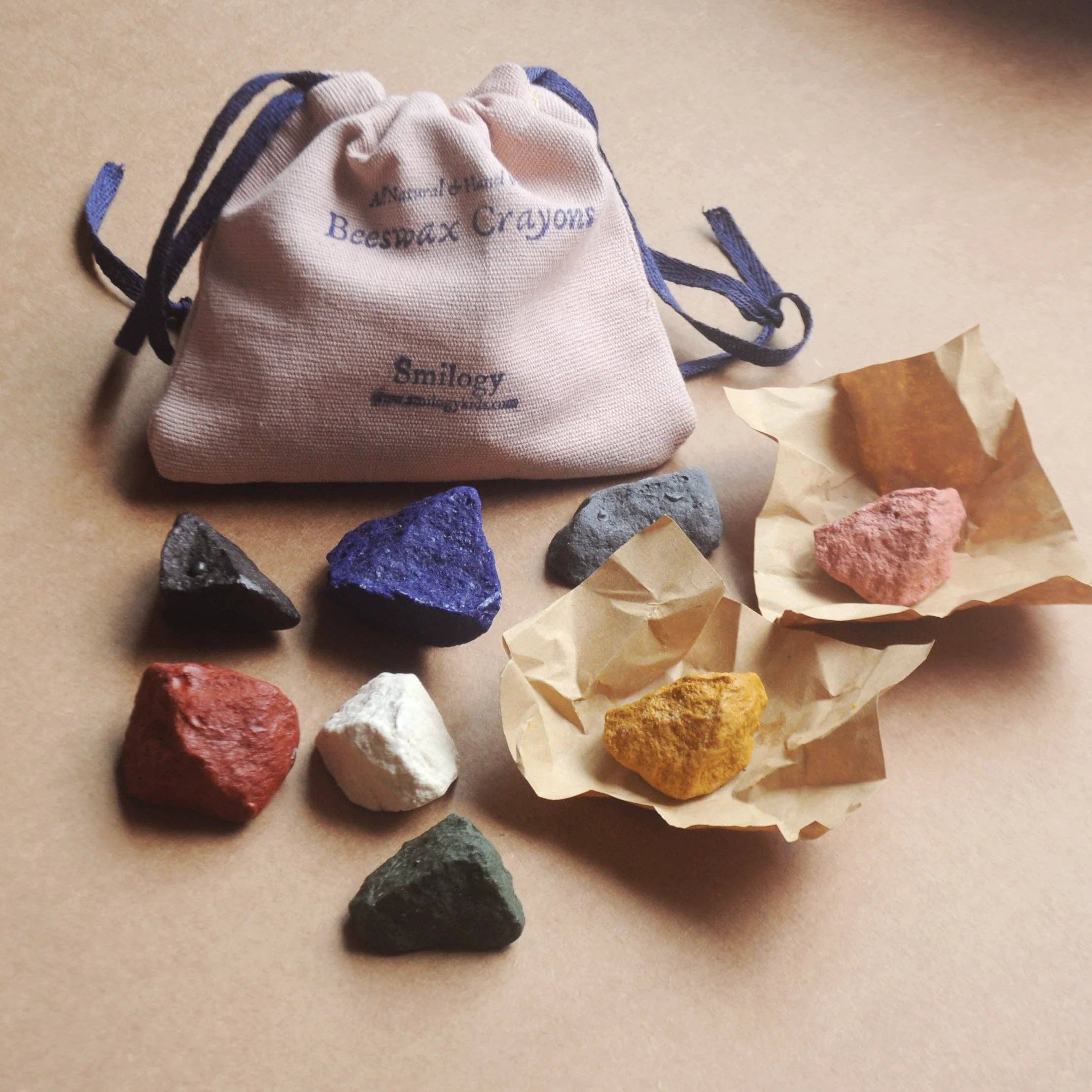 Father's Factory – Großhandel Buntstift – Kind & Baby – 8 Buntstifte aus strukturiertem Bienenwachs Ocean Rock in einem Mini-Baumwollsack0