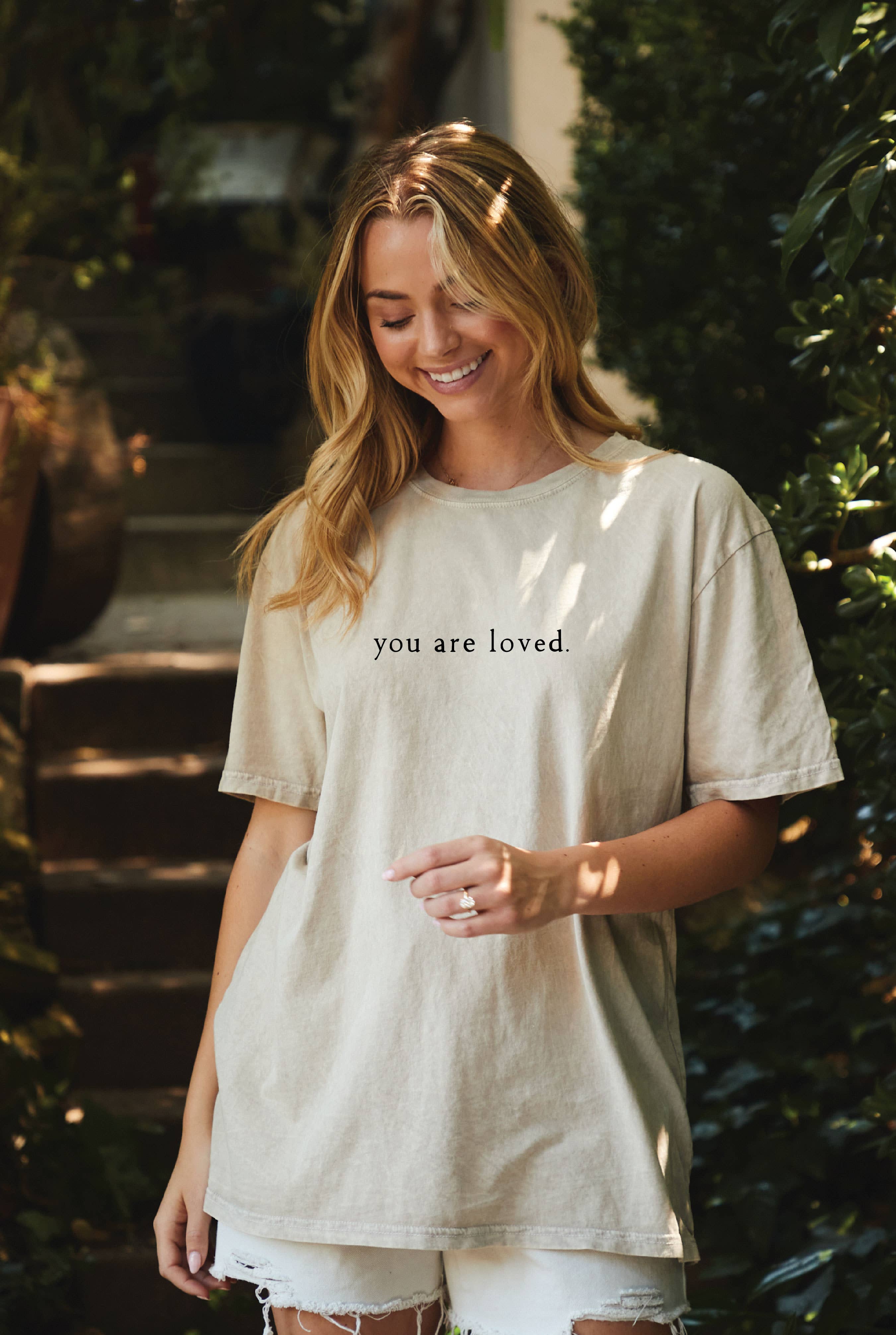 OAT COLLECTIVE - Wholesale Screen Printed T-Shirt - Women's - YOU ARE LOVED. Oversized Graphic Top0