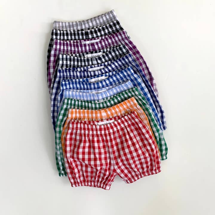 Gingham BUBBLE Shorts for wholesale by Bayou Blanks