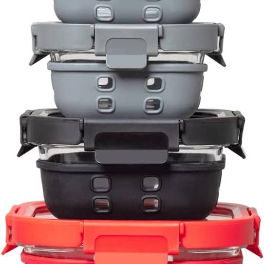 Genicook Product LLC - Wholesale Food Storage Container - Borosilicate Glass Container Multicolor Set With Glass Lids and Silicone Wrap (Round, Sqaure, or Rectangle)