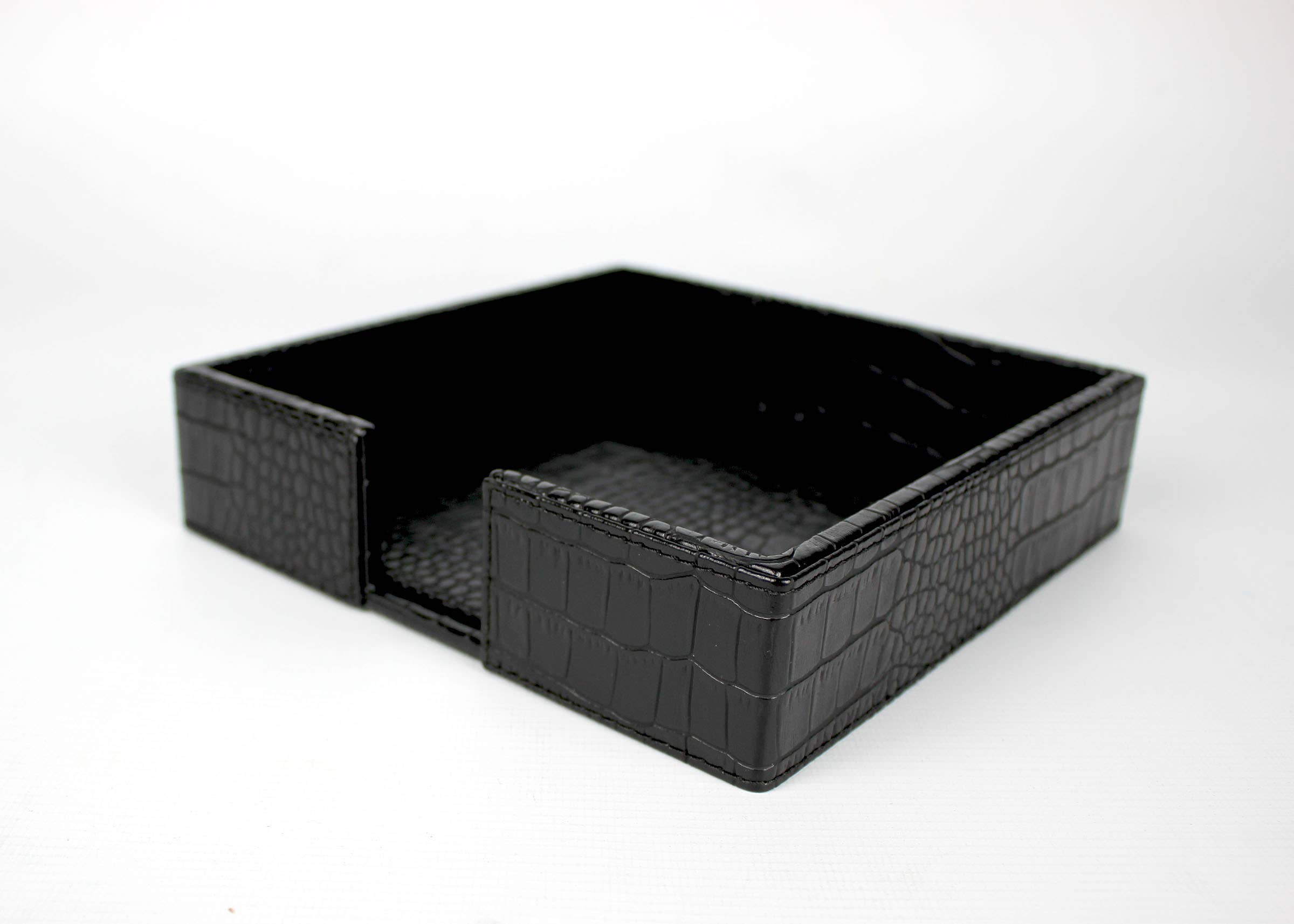 Signature Home Collection GmbH – wholesale Servetthållare – Fyrkantig konstläder krokodil svart servetthållare 1