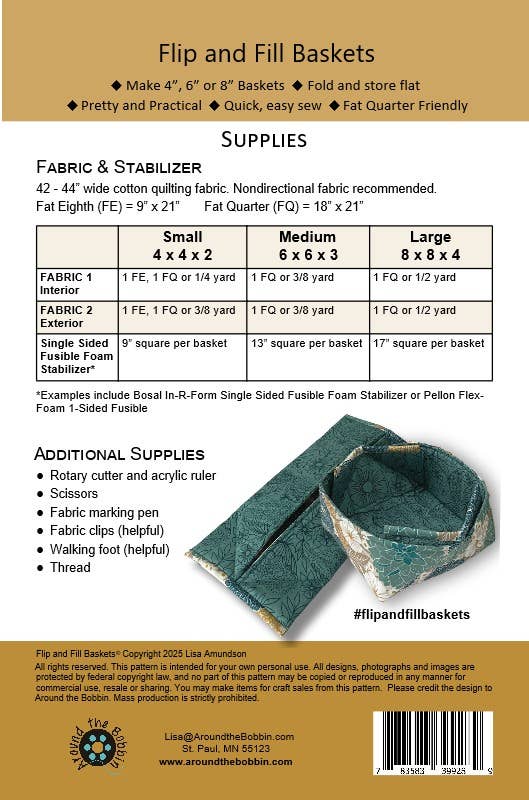 Around the Bobbin - Wholesale Craft Sewing Kit - Flip and Fill Baskets | Sewing Pattern2