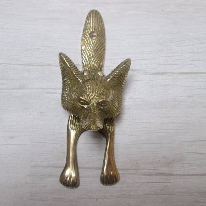Fox Head Door Knocker Polished Brass for wholesale by IronmongeryWorld