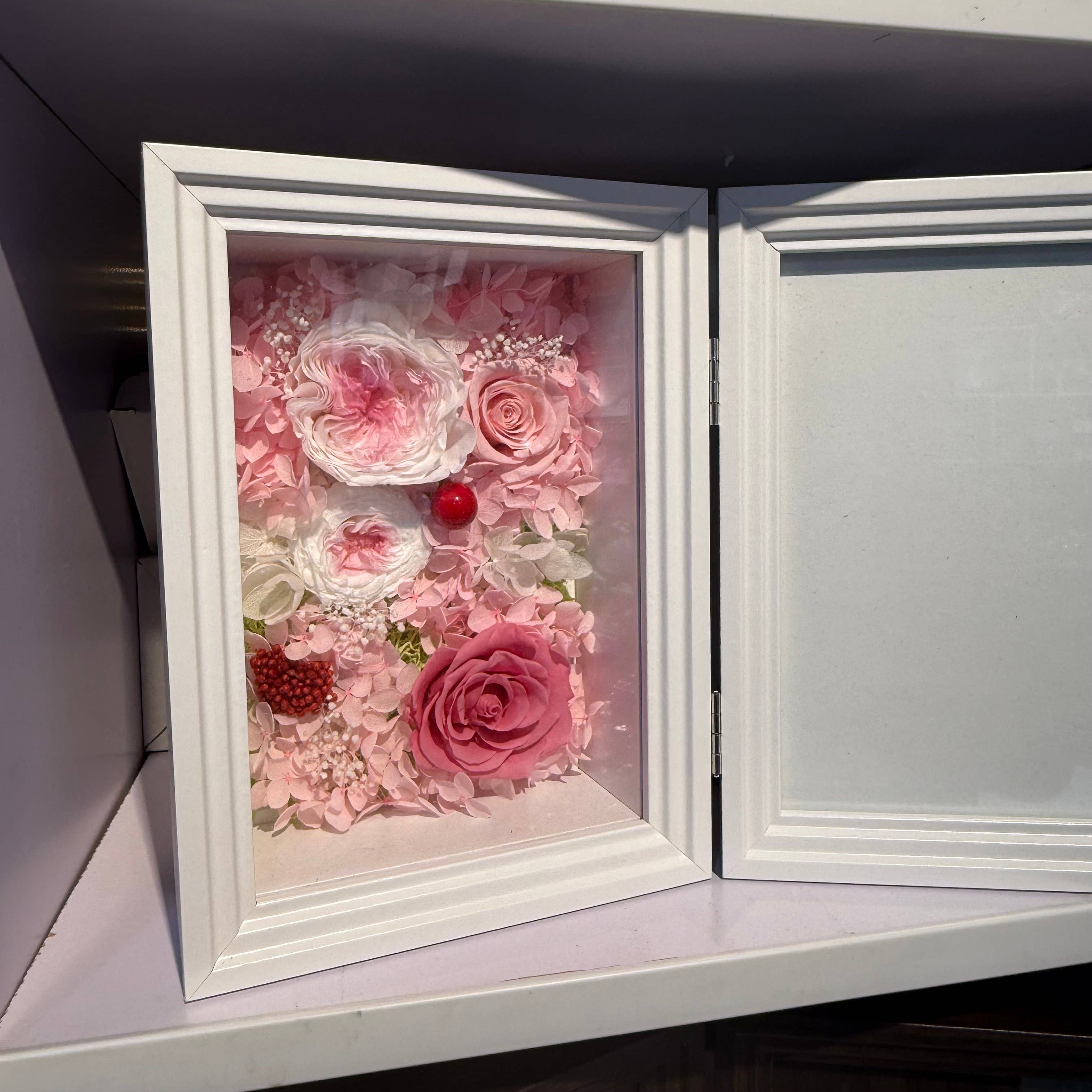 Effiliving – wholesale Picture frame – Preserved Flower Photo Frame Gift Box – Purple Pink Roses4