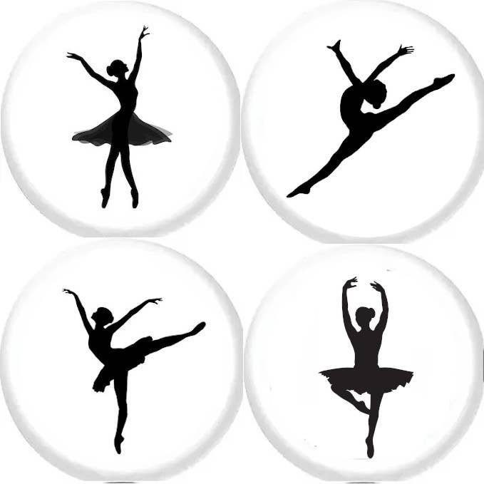 Ballet x 4 LARGE 2.25"Inch(57mm) Pins dancer ballerina sport for wholesale by Pinbax Express